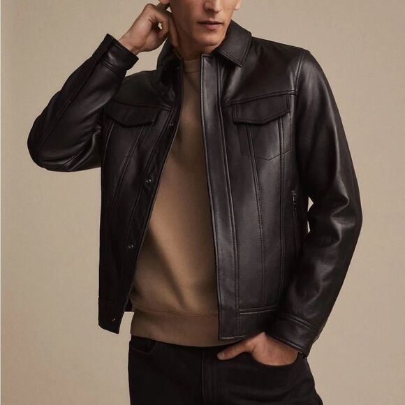 Mango Genuine Leather Jacket New - Picture 1 of 10